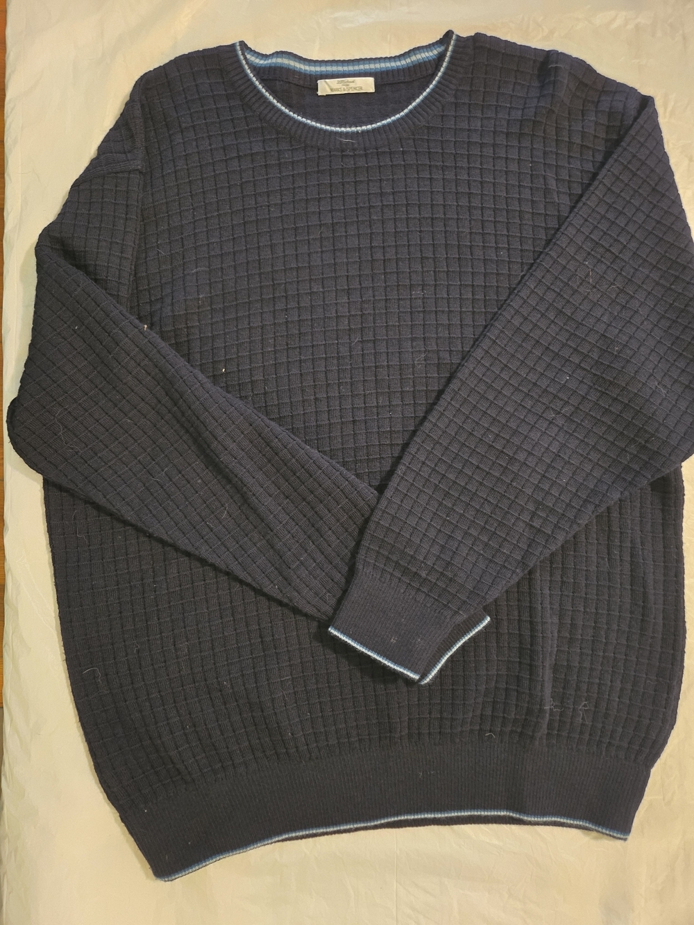 Vintage St Michael Marks & Spencer Navy Textured Sweater Large
